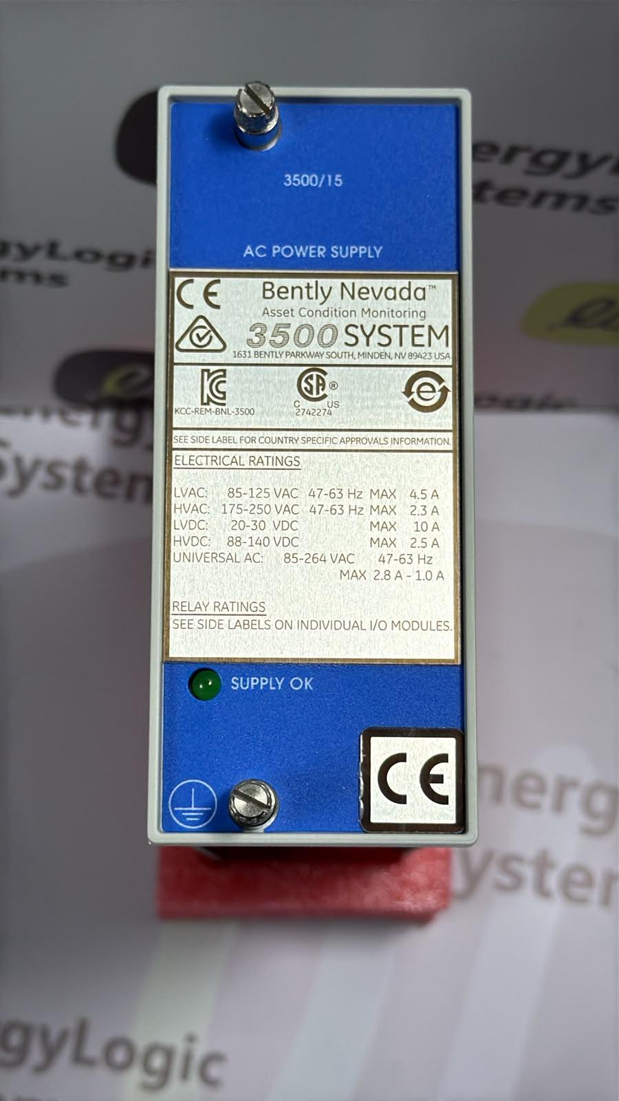 Bently Nevada 3500/15 AC Power Supply Module – 106M1079-01 — photo 1
